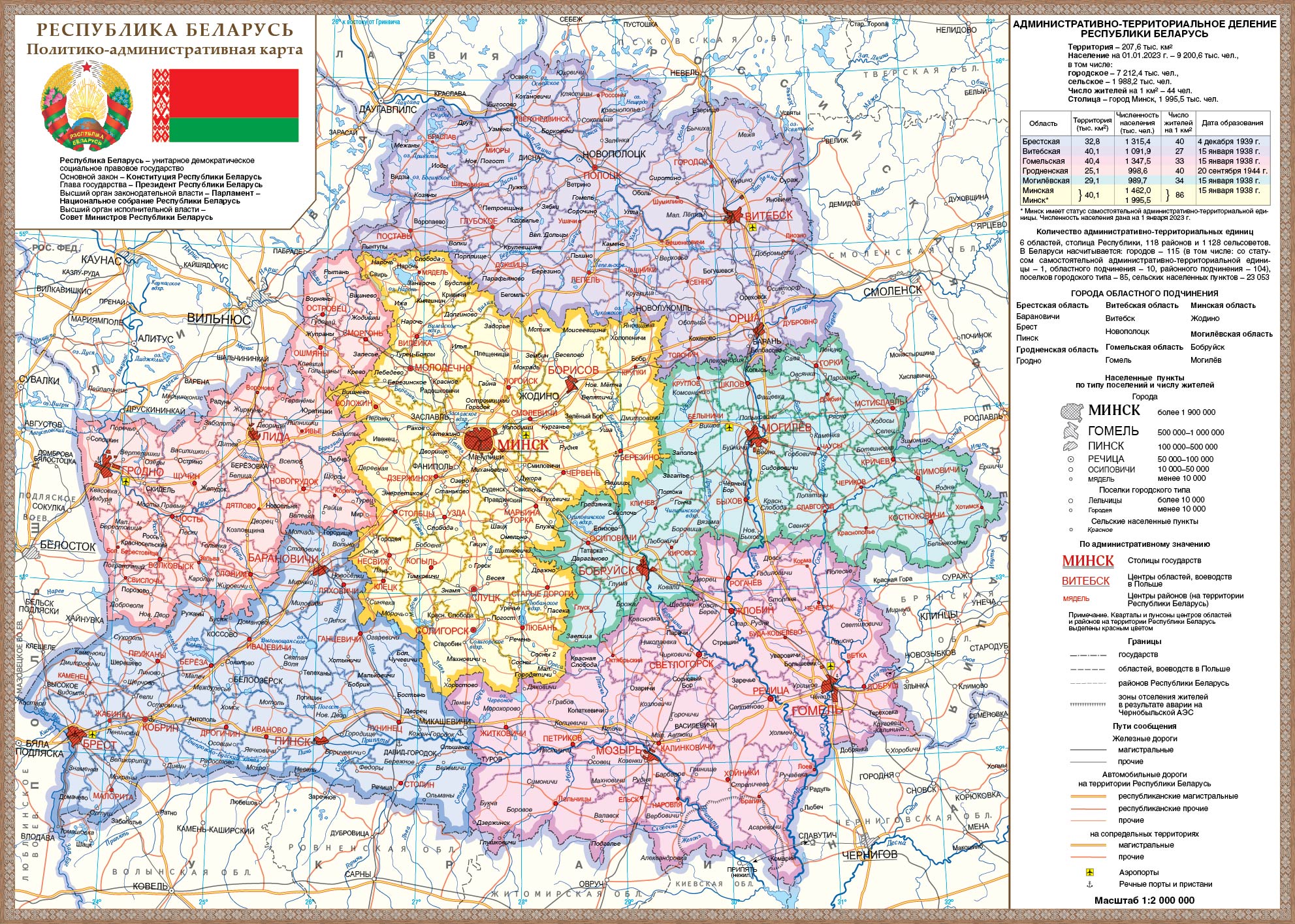 РЕСПУБЛИКА БЕЛАРУСЬ. ПОЛИТИКО-АДМИНИСТРАТИВНАЯ КАРТА